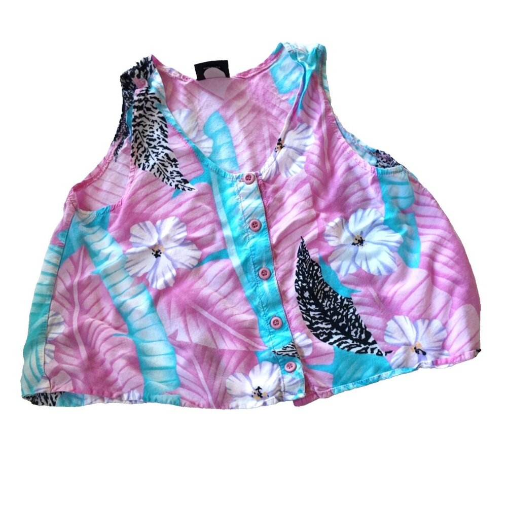 Vintage 80s Raisins Hawaiian Floral Tank Top Size Small